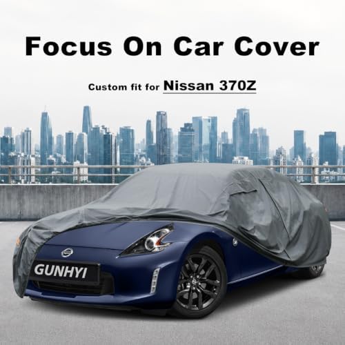 GUNHYI Premium Car Cover Custom Fit Nissan 370Z, 16 Layers Heavy Duty Car Cover Waterproof All Weather with Zipper Door for Sun Rain Snow Dust Uv Protection