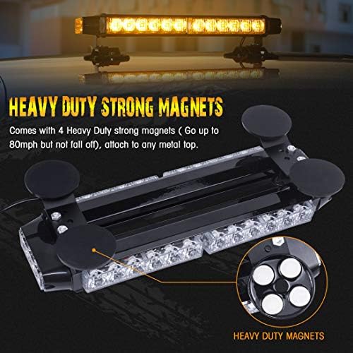 LINKITOM LED Strobe Flashing Light Bar with Magnetic Base, Amber