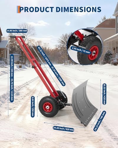 GarveeTech 29x16.5 in Snow Shovel with 7-Position Angled Blade