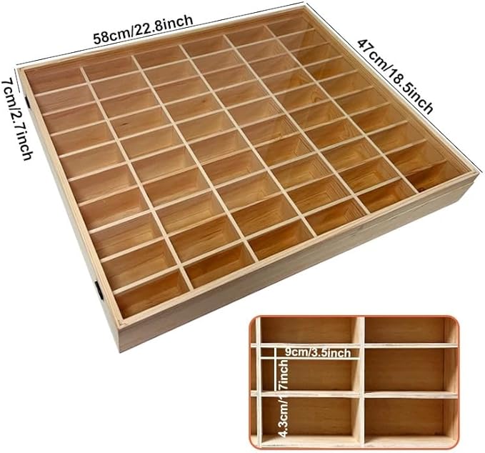 Wooden Wall Mount Display Case for Hot Wheels, with Dust Resistant Door, Matchbox 1/64 Scale Diecast Model Cars Display Storage Organizer Case, Stores up to 60 Cars
