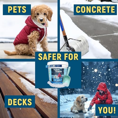 FIREKI Ice Melt, Pet Safe Ice Melt 25 LBS Premium Snow Melter, Pure Magnesium Chloride, Safer for Pets, Concrete, Effective to -35 F, 25 lb