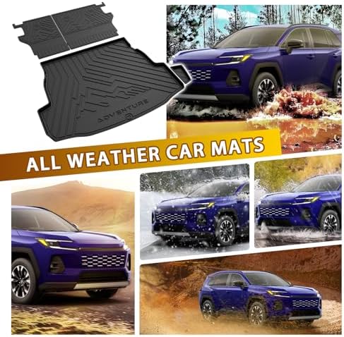 Powerty Floor Mats for Toyota RAV4 Hybrid 2026 2027(Not for PHEV), All Weather 3D TPE Anti-Slip Trunk Cargo Liner Seat Back Covers with Door Sill Guards Protectors Full Set Car Accessories