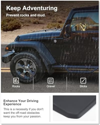 Kiwi Master Mud Flaps for 2007-2018 Jeep Wrangler JK (Not Off Road Bumper)