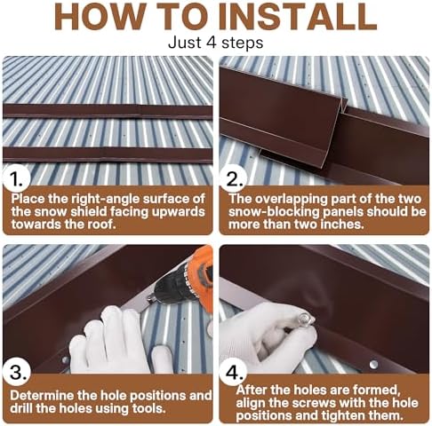 3.9 Ft Metal Roof Snow Guards with Screws Snow Stops for Metal Roofs Ice Guards for Aluminum Roofing Panels, Wood Canopy, 8 PCS - 31 Ft Kit Brown