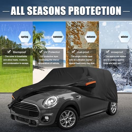 X AUTOHAUX Full Car Cover for Mini Cooper 2DR 2002-2021 210D-PU w/Zipper