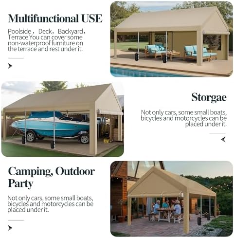 Shintenchi Portable Garage Canopy,10x20 FT Heavy-Duty Design Carport,Carport Canopy