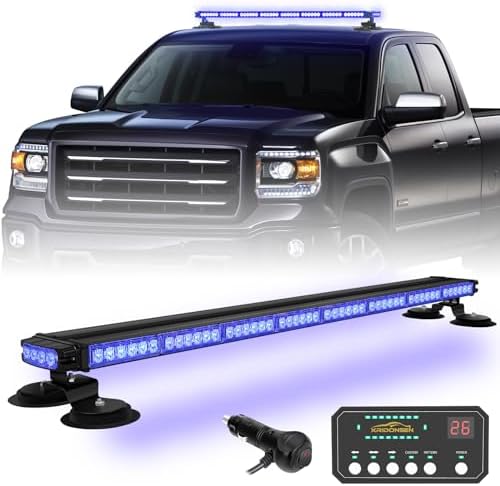 XRIDONSEN 37" 104 LED Roof Strobe Light Bar, Rooftop Magnetic lights