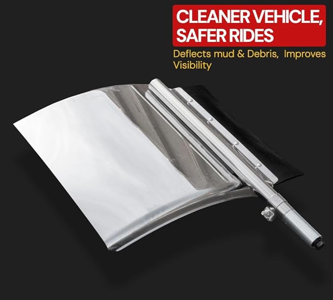 Mytee Products 24" x 29" Stainless Steel Quarter Fender Set for Semi Trucks – Polished Finish with Tube Bracket Mounting Kit, Universal Fit for Trailers & Class 8 Vehicles (Left & Right Set)