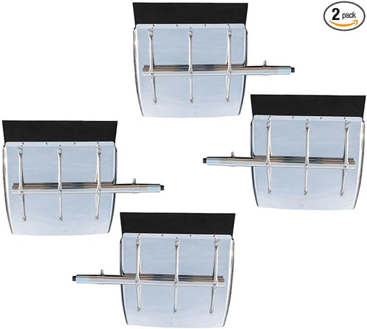 Mytee Products 2 Pair 24" x 24" Stainless Steel Full-Brace Quarter Fender Set for 18-Wheelers & Semi Trailers – Left & Right, Polished Finish with Mounting Kit & Support Rods