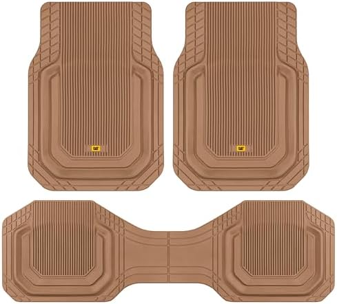 Cat® ToughLiner™ Car Floor Mats - Heavy Duty Trim to Fit Mat for Trucks - Car Mats & SUV Floor Liners for Car - All-Weather Truck Accessories & Odorless Rubber Automotive Mats - Beige