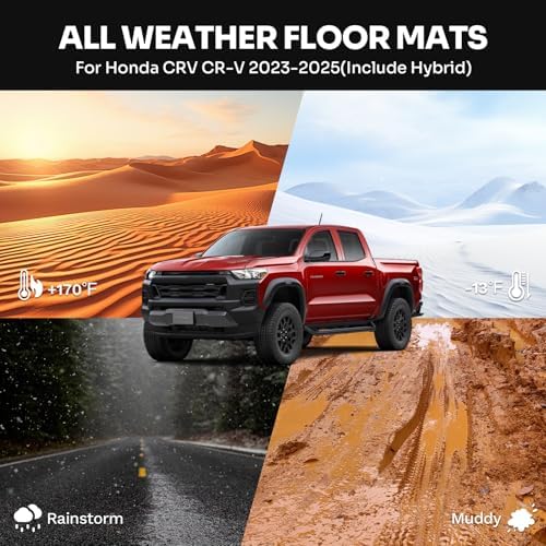Powerty Floor Mats for 2023-2025 2026 Chevy Colorado/GMC Canyon All Weather 3D TPE Anti-Slip Truck Liners for 1st & 2nd Row Accessories