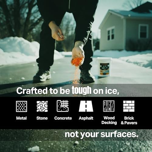 Peach Country Orange Ice Melt Pet Friendlier Eco-Friendly De-Icer, Fast-Acting Granules for Driveways, Walkways & Entryways, 20 lb Pail