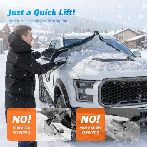 DooGooCoo [Upgraded] Car Windshield Cover for Ice and Snow [700D Waterproof Fabric]-Windshield Snow Cover for Winter Snow & Frost, Suitable for Car, MPV, Large SUV and Truck