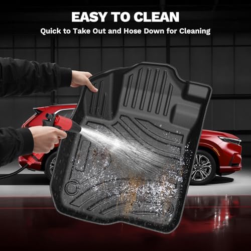 Powerty Floor Mats for Honda CR-V 2023-2026 2027 (Include Hybrid) All Weather 3D TPE Anti-Slip Car Liners for 1st & 2nd Row Accessories