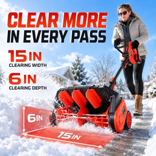 Cordless Electric Snow Shovel, 40V Snow Blower, 15'' Width