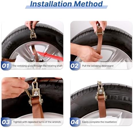 Snow Chains, 225-295mm Universal Tire Chains for Car, SUV, RV, Pickup Trucks, Adjustable Emergency Anti-Skid Thickening Tire Traction Chain (10 Packs)