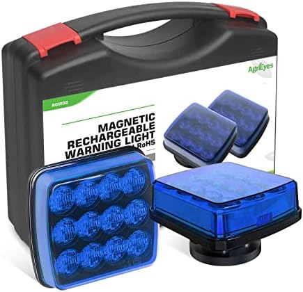 Agrieyes W02 Magnetic Flashing Lights, Wireless Strobe Lights, Blue