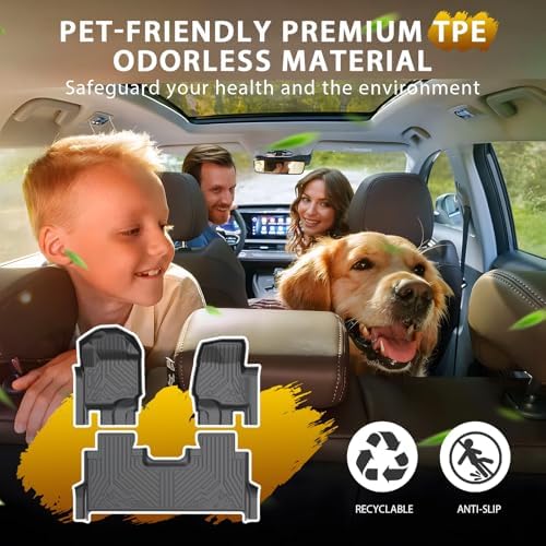 Powerty Floor Mats for 2017-2024 2025 2026 Ford F250/F350/F450 Super Duty Crew Cab All Weather 3D TPE Anti-Slip Truck Liners for 1st & 2nd Row Accessories