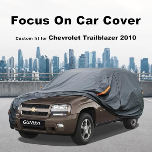 GUNHYI Premium Car Cover Custom Fit Chevrolet Trailblazer(2001-2010), 16 Layers Heavy Duty Car Cover Waterproof All Weather with Zipper Door for Sun Rain Snow Dust Uv Protection