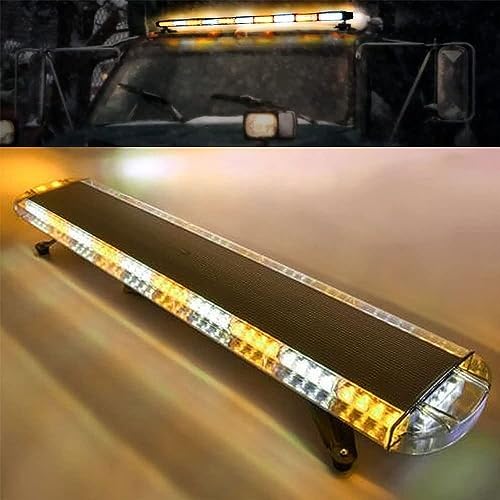 12V-24V 47" 88 LED Strobe Light Bar, Emergency Warning Strobe Lights Traffic Advisor Warning Lightbar IP68 for Trucks Construction Vehicles /15Flash Mode/Amber