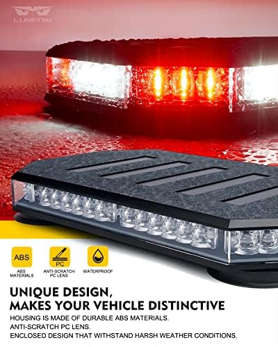 LUMENIX 42 LED Roof Top Strobe Beacon Light Bar, Patent Design, Red White