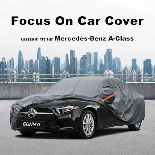 GUNHYI Premium Car Cover Custom Fit Mercedes-Benz A-Class, 16 Layers Heavy Duty Car Cover Waterproof All Weather with Zipper Door for Sun Rain Snow Dust Uv Protection