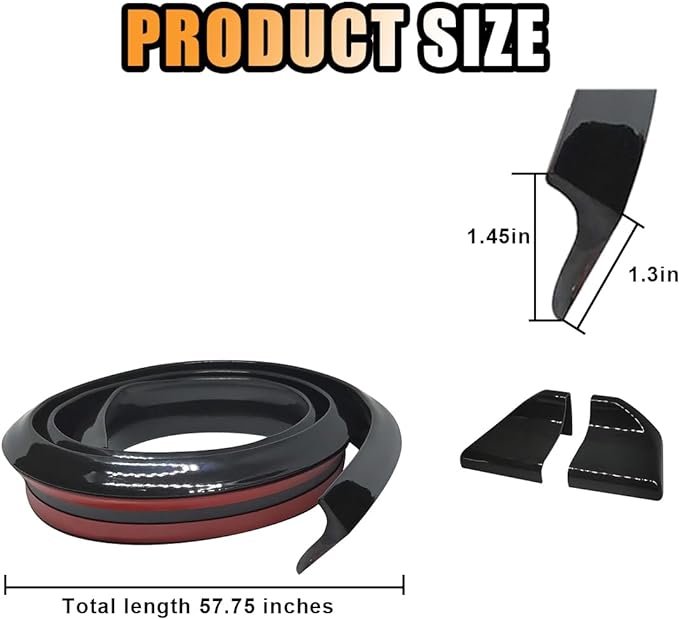 Car Rear Spoiler Roof Lip Kit, Carbon Fiber 3D Rubber Trunk Spoiler Trim Strip Cool Car Decoration, Universal Punch-Free Vehicle Exterior Accessory Sticker (Black)