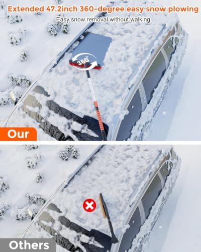 DooGooCoo 58" Extendable Snow Brush & Ice Scrapers for Car Windshield