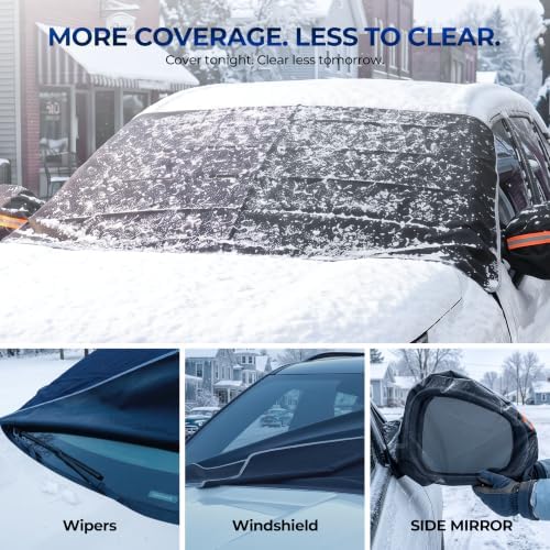 DMJN [2026 Upgraded Car Windshield Cover for Ice and Snow, Windshield Snow Cover for Winter Snow & Frost, 700D Heavy-Duty, Suitable for Trucks-Medium-Oranger