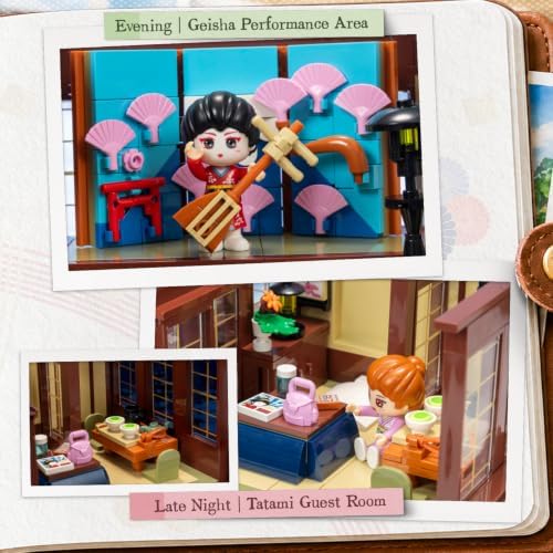 PANTASY Japanese Onsen Building Set for Adults, Snowy Hot Spring Inn