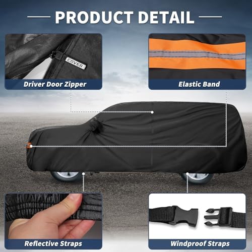 X AUTOHAUX Waterproof Full Car Cover for Toyota 4Runner 210D-PU w/Zipper