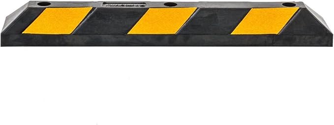 Guardian 2 Pack Parking Stop, 3 Foot Long Flexible Rubber Curb, Highly Visible Accessory with Mounting Holes for Job Sites and Garages, Black/Yellow