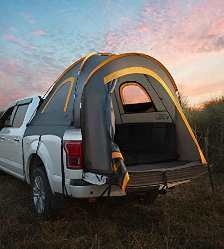 JOYTUTUS Pickup Truck Tent 2.0, Waterproof PU2000mm Double Layer for 2 Person, Portable Truck Bed Tent with Rainfly, 5.5'-5.8' Camping Preferred - Orange