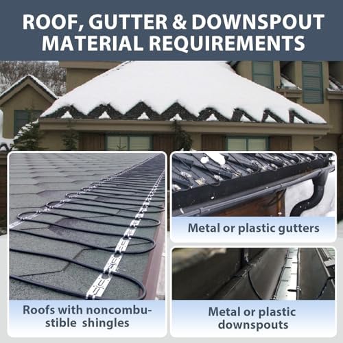 HEATIT HIRD 30 feet 5 Watts Per Foot Roof & Gutter Snow De-Icing Cable & Downspout Hanger