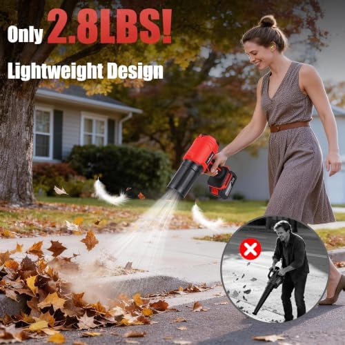 Cordless Leaf Blower with 3 x 4.0Ah Batteries and Fast Charger, Lightweight Electric Handheld Blower, Variable Speed for Lawn Care, Patio, Garage, Driveway Cleaning, Dust Removal and Car Drying
