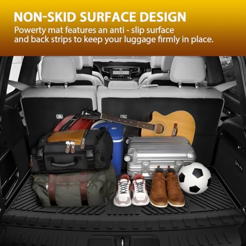Powerty Floor Mats Cargo Liner for Jeep Wagoneer 2022-2025 7-Seat (NOT for 8-Seat/L/S) All Weather 3D TPE Anti-Slip Car Protection, 1st & 2nd & 3rd Row Set with Rear Cargo Mat Accessories