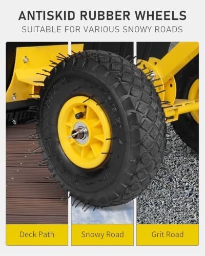 Outvita Snow Shovel with Wheels, 36" Wide 18" Long, Black & Yellow