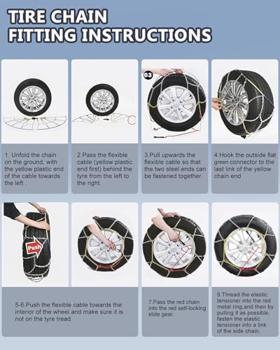 SCITOO KN120 Snow Chains for Passenger Car, Pickup, Trucks, SUV