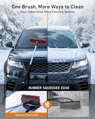 helloleiboo 55.7" Snow Brush and Ice Scrapers for Car Windshield, Red