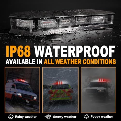 ASPL 16.5 Inch Roof Top Beacon Warning Strobe Light for Trucks Red White