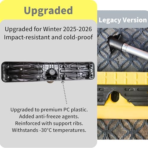 Never-Scratch SnowBuster,21-Foot Snow Roof Rake,EVA Soft Foam Pad Snow Removal Tool,Heavy-Duty Aluminum Handle,S-Shaped Push/Pull Design for House Roof,Solar Panels,Car Snow, and Leaves,Yellow