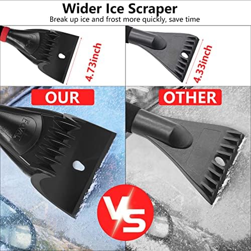 FOVAL [6 Pack 27" Snow Brush with Wider Ice Scraper (4.73" Width), Snow Removal Car Brush with Comfortable Foam Grip for Cars, Trucks, SUVs, Windshield (Heavy Duty ABS, PVC Brush)