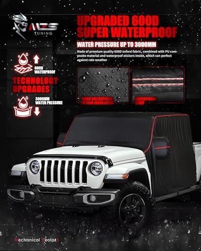 MZS 600D Waterproof Outdoor Cab Cover for Gladiator JT 4 Door 2020-2026