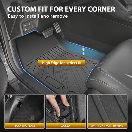Powerty Floor Mats Cargo Liner for Jeep Wrangler JL Gas 2018-2026 2027 Unlimited 4-Door with Subwoofer (Non JK or 4XE) All Weather 3D TPE Anti-Slip Car Protection, 1st & 2nd Row Set Accessories
