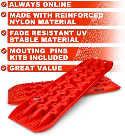 X-BULL New Recovery Traction Tracks Sand Mud Snow Track Tire Ladder 4WD (Red,3gen)