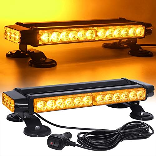 LINKITOM LED Strobe Flashing Light Bar with Magnetic Base, Amber