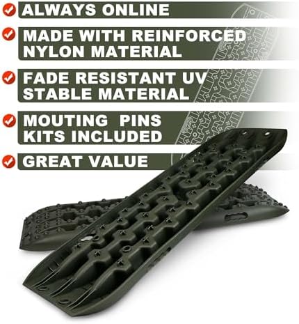 X-BULL New Recovery Traction Tracks Sand Mud Snow Track Tire Ladder 4WD (Olive,3gen),Bag+Hardware+Tracks