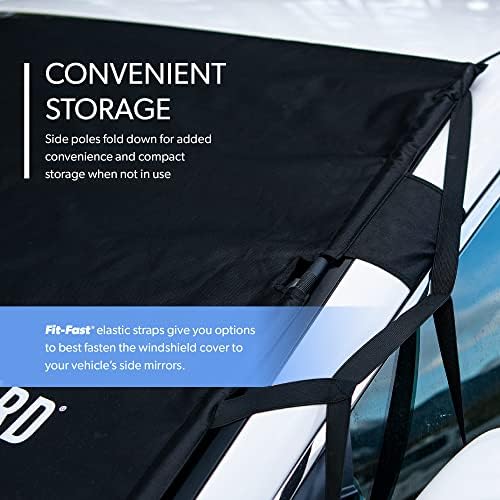 FrostGuard Vortex | Full-Coverage Car Windshield Cover for Ice and Snow, XL Size (Black) - Wiper Blade + Side Mirror Covers - Fit-Fast Straps, Security Panels + Storage Pouch - for Trucks and SUVs