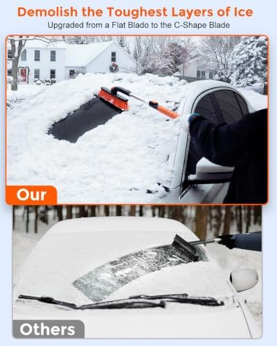 DooGooCoo 58" Extendable Snow Brush & Ice Scrapers for Car Windshield
