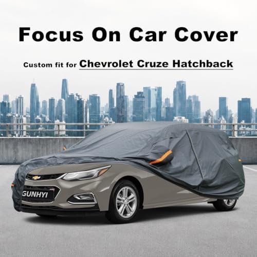 GUNHYI Premium Car Cover Custom Fit Chevrolet Cruze Hatchback, 16 Layers Heavy Duty Car Cover Waterproof All Weather with Zipper Door for Sun Rain Snow Dust Uv Protection